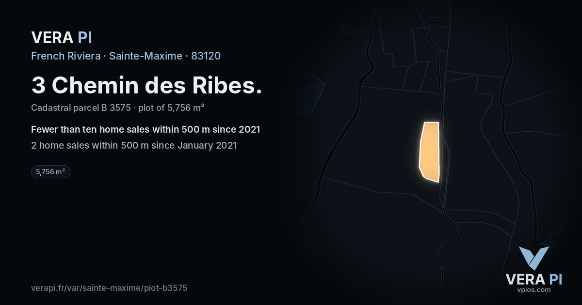 3 Chemin des Ribes, Sainte-Maxime at night – the plot lit, the parcels around coloured by the prices near them