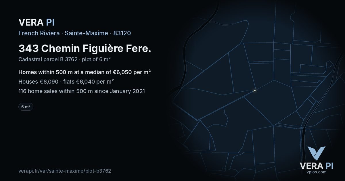 343 Chemin Figuière Fere, Sainte-Maxime at night – the plot lit, the parcels around coloured by the prices near them