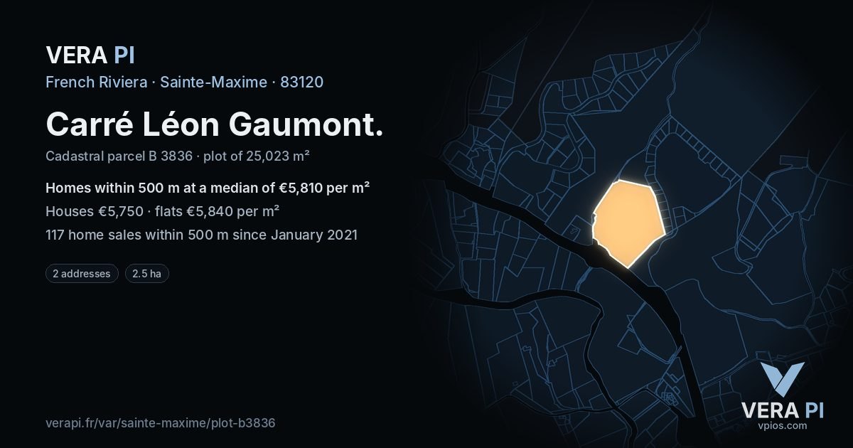 Carré Léon Gaumont, Sainte-Maxime at night – the plot lit, the parcels around coloured by the prices near them