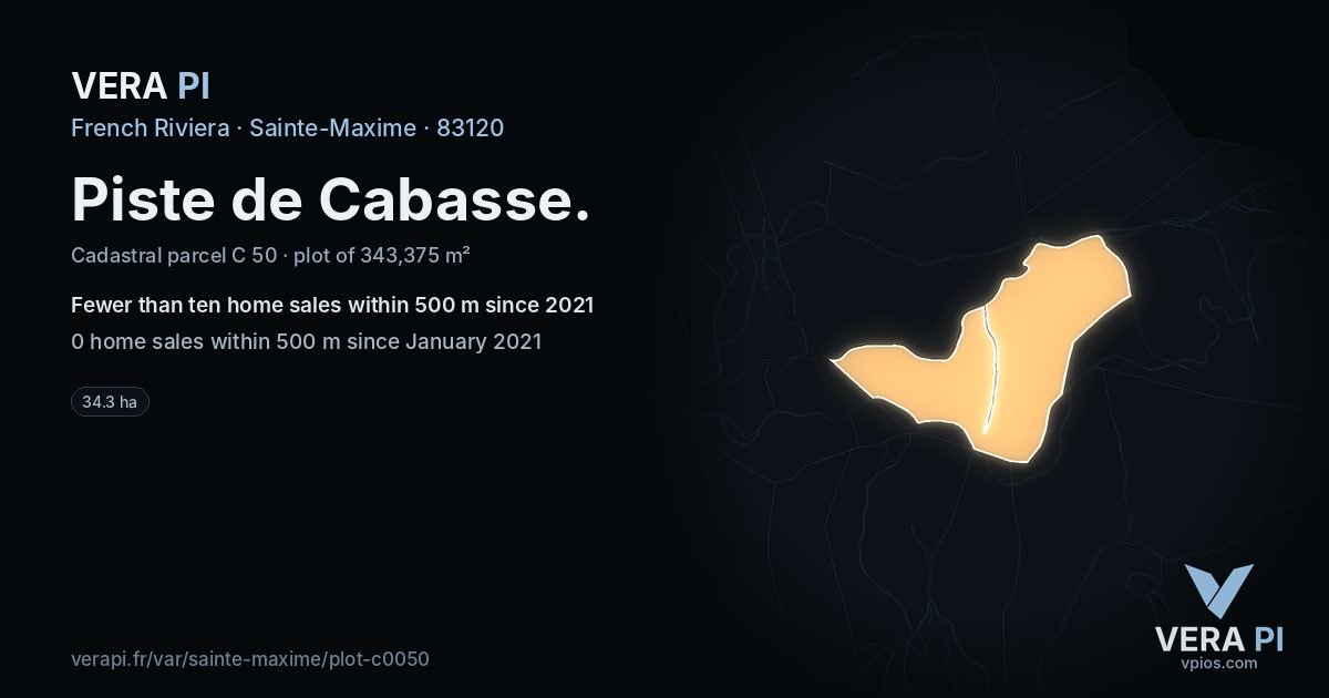 Piste de Cabasse, Sainte-Maxime at night – the plot lit, the parcels around coloured by the prices near them