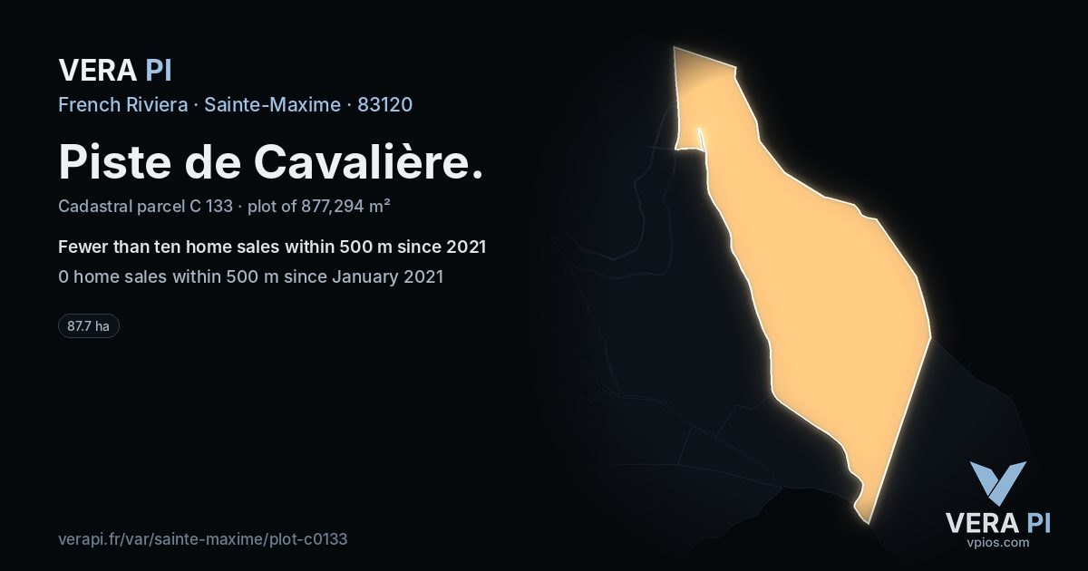 Piste de Cavalière, Sainte-Maxime at night – the plot lit, the parcels around coloured by the prices near them
