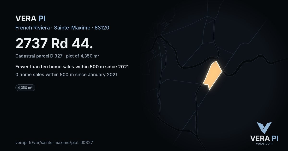 2737 Rd 44, Sainte-Maxime at night – the plot lit, the parcels around coloured by the prices near them