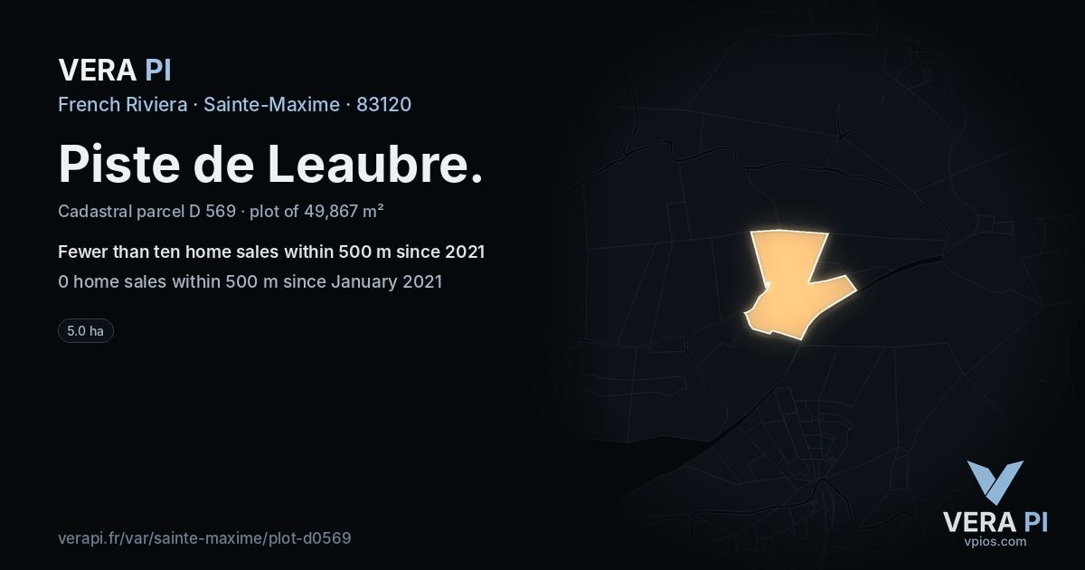 Piste de Leaubre, Sainte-Maxime at night – the plot lit, the parcels around coloured by the prices near them