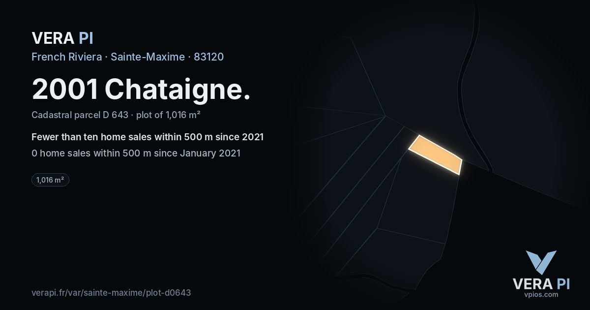 2001 Chataigne, Sainte-Maxime at night – the plot lit, the parcels around coloured by the prices near them
