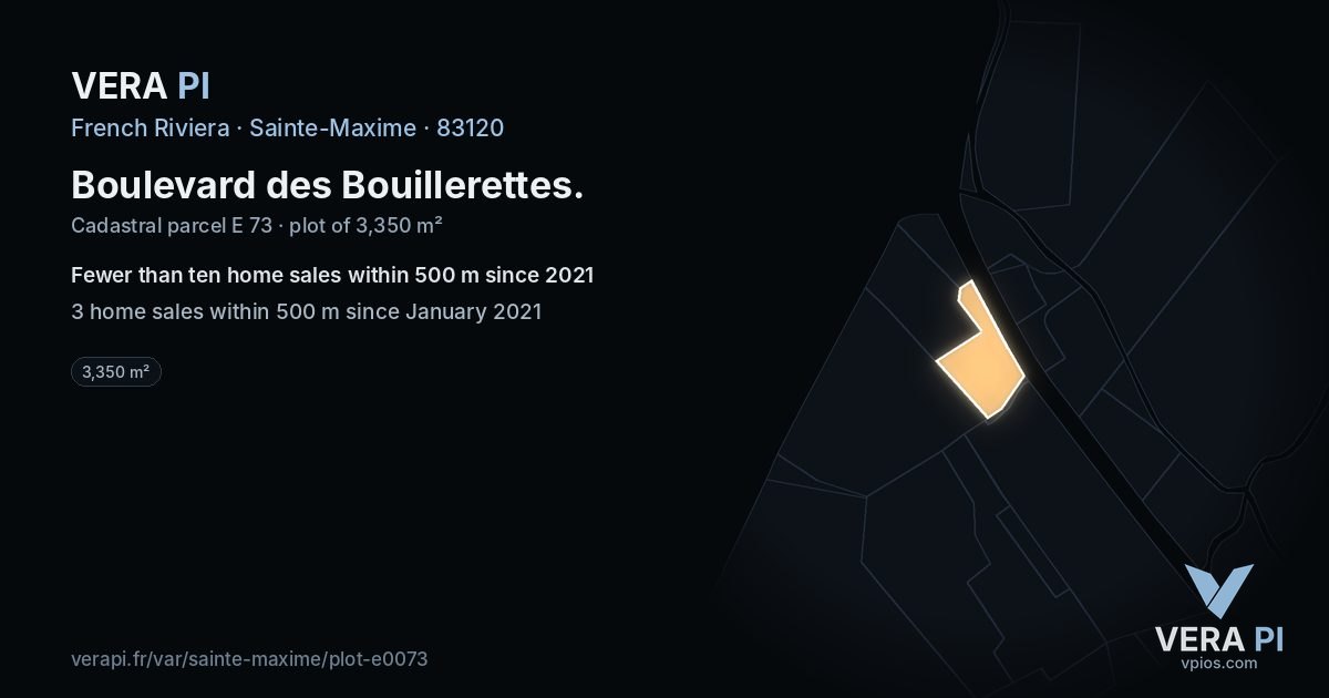 Boulevard des Bouillerettes, Sainte-Maxime at night – the plot lit, the parcels around coloured by the prices near them