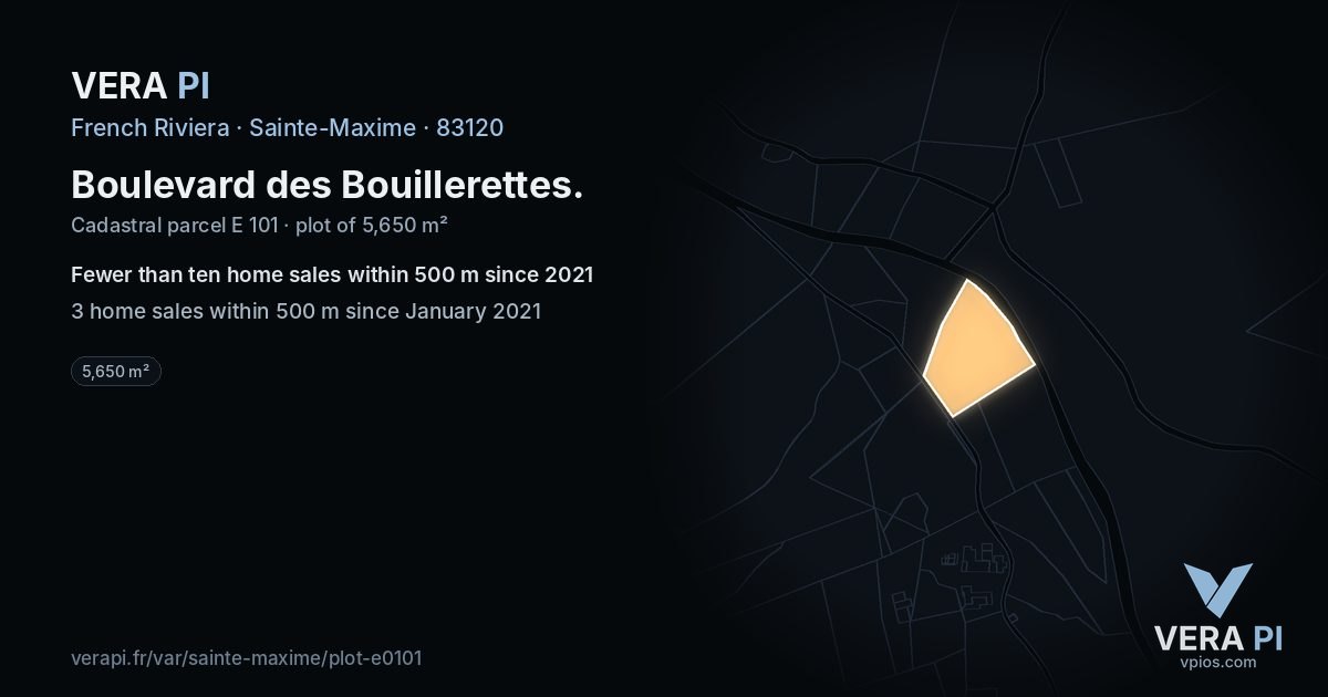 Boulevard des Bouillerettes, Sainte-Maxime at night – the plot lit, the parcels around coloured by the prices near them
