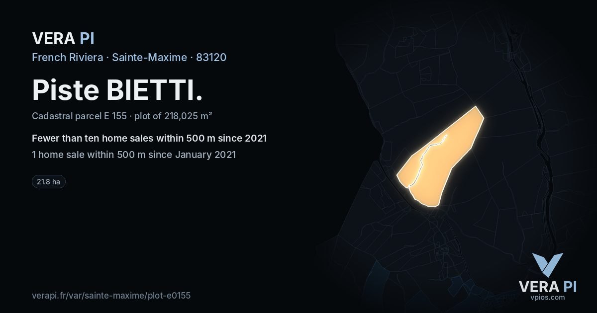 Piste BIETTI, Sainte-Maxime at night – the plot lit, the parcels around coloured by the prices near them