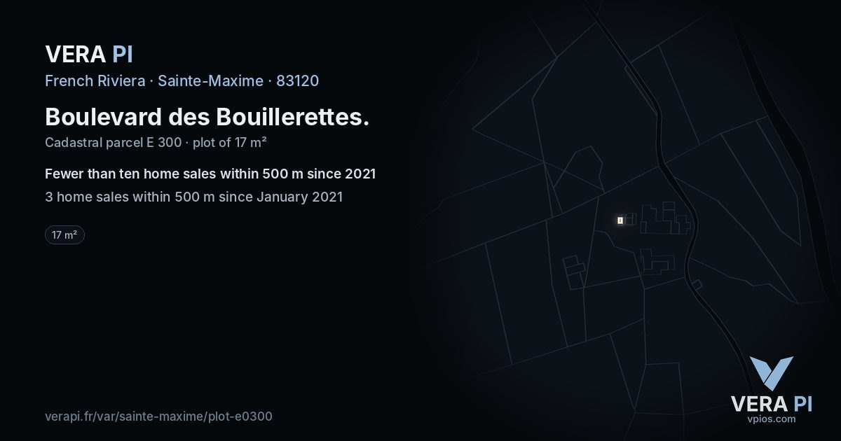 Boulevard des Bouillerettes, Sainte-Maxime at night – the plot lit, the parcels around coloured by the prices near them