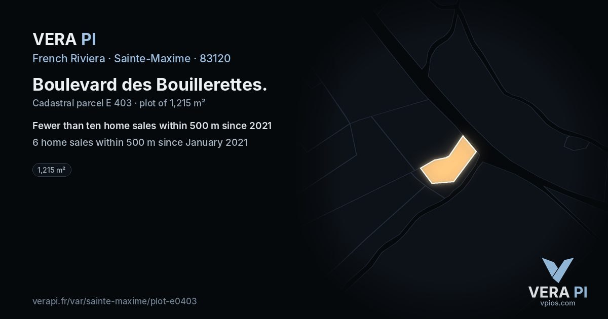 Boulevard des Bouillerettes, Sainte-Maxime at night – the plot lit, the parcels around coloured by the prices near them