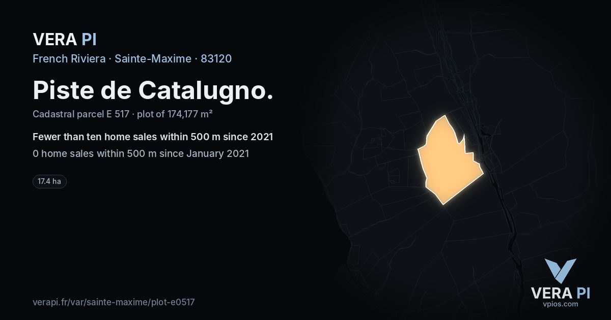 Piste de Catalugno, Sainte-Maxime at night – the plot lit, the parcels around coloured by the prices near them