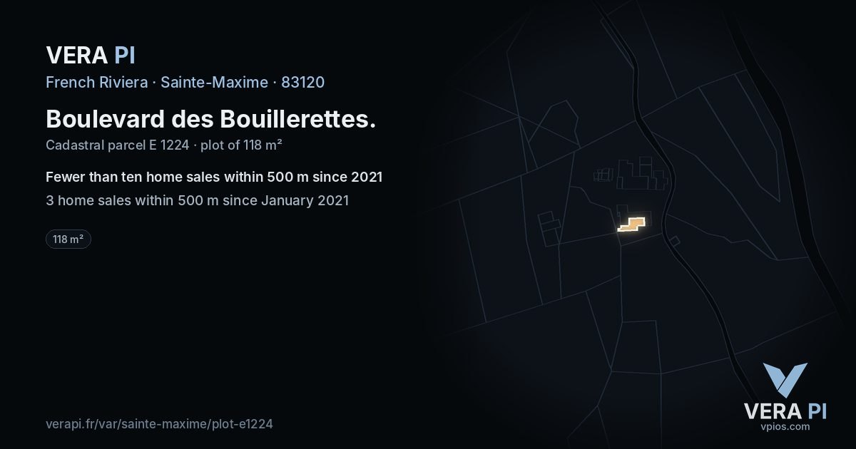 Boulevard des Bouillerettes, Sainte-Maxime at night – the plot lit, the parcels around coloured by the prices near them