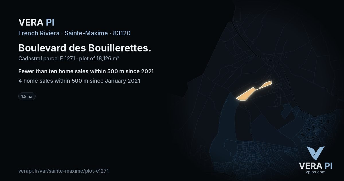 Boulevard des Bouillerettes, Sainte-Maxime at night – the plot lit, the parcels around coloured by the prices near them