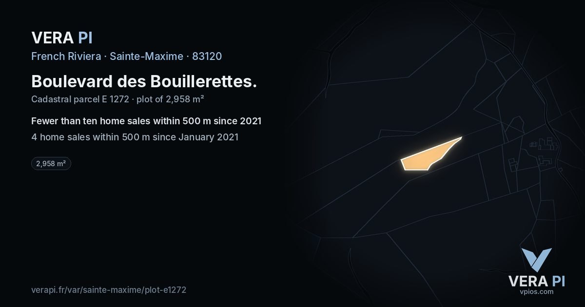 Boulevard des Bouillerettes, Sainte-Maxime at night – the plot lit, the parcels around coloured by the prices near them