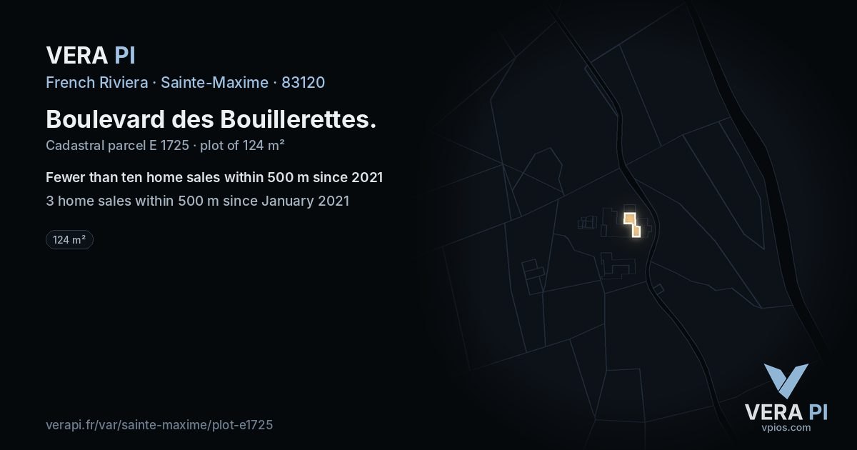 Boulevard des Bouillerettes, Sainte-Maxime at night – the plot lit, the parcels around coloured by the prices near them