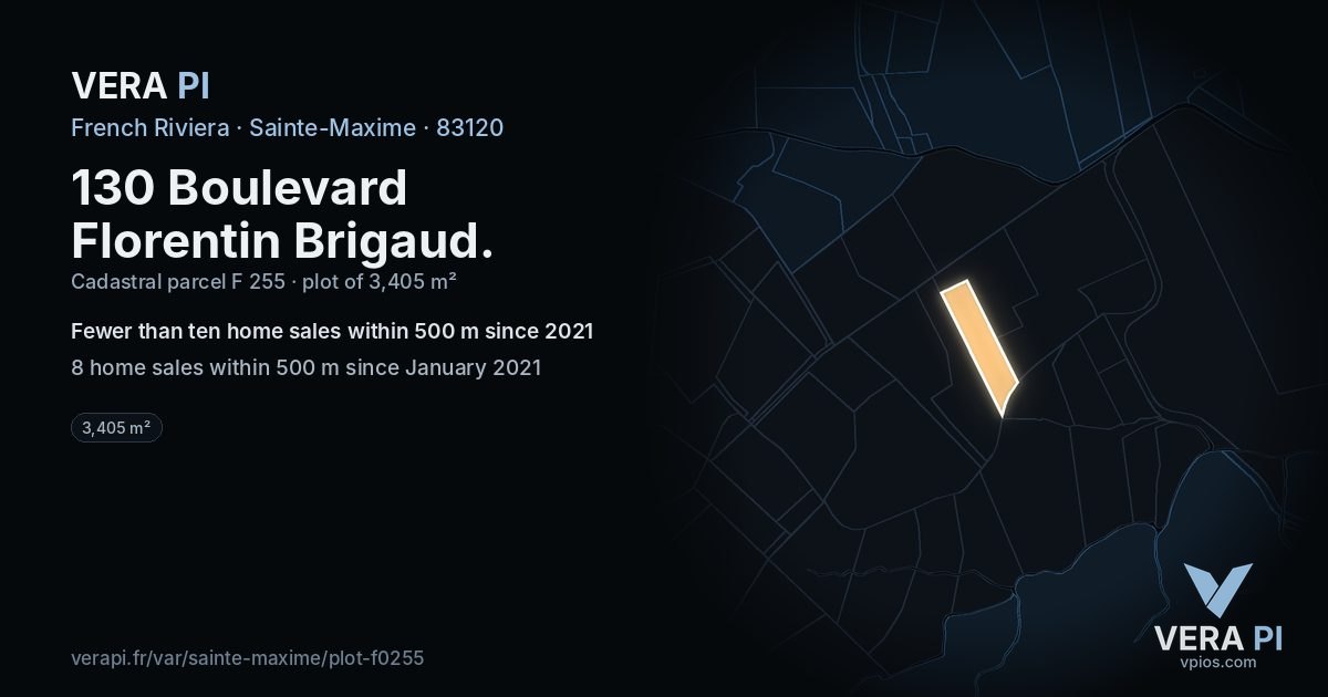 130 Boulevard Florentin Brigaud, Sainte-Maxime at night – the plot lit, the parcels around coloured by the prices near them