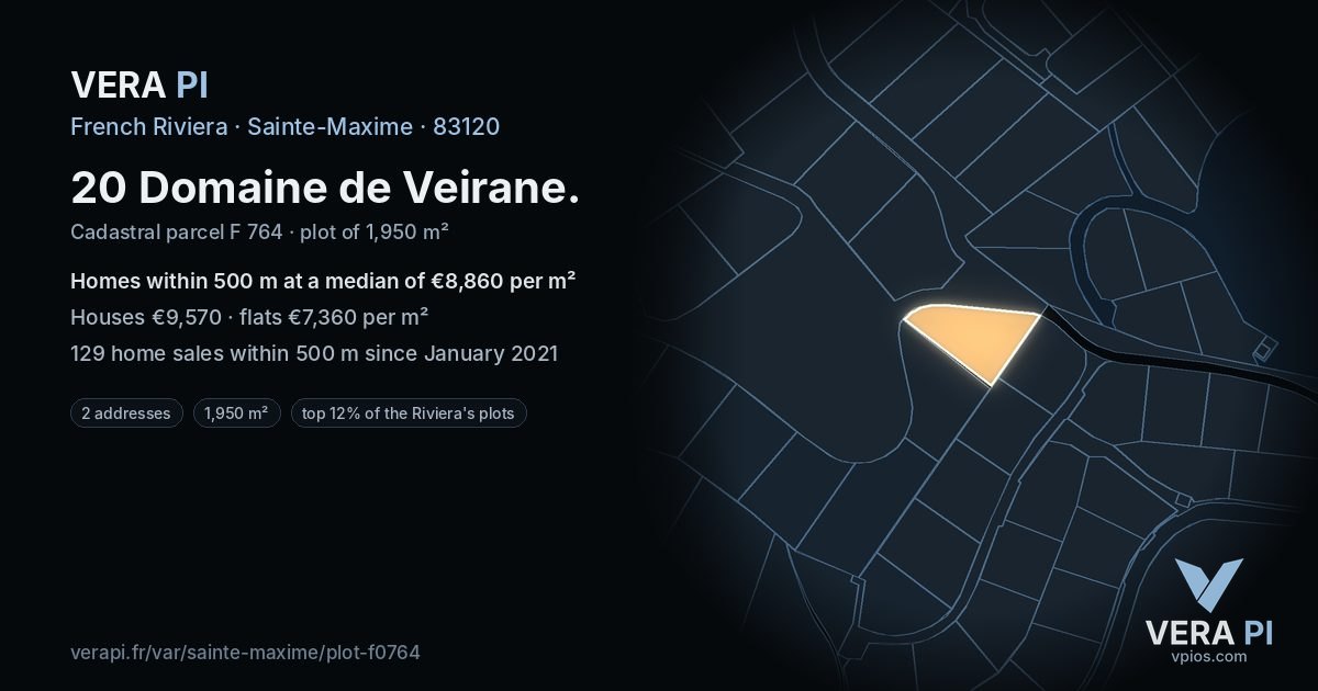 20 Domaine de Veirane, Sainte-Maxime at night – the plot lit, the parcels around coloured by the prices near them