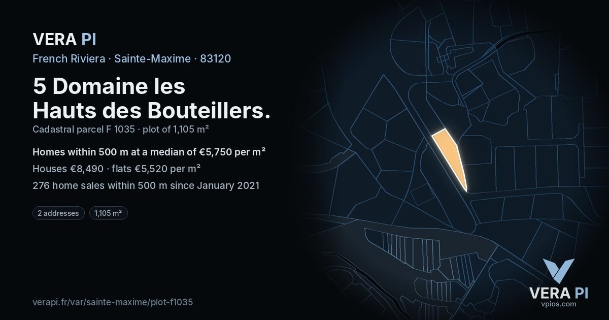 5 Domaine les Hauts des Bouteillers, Sainte-Maxime at night – the plot lit, the parcels around coloured by the prices near them