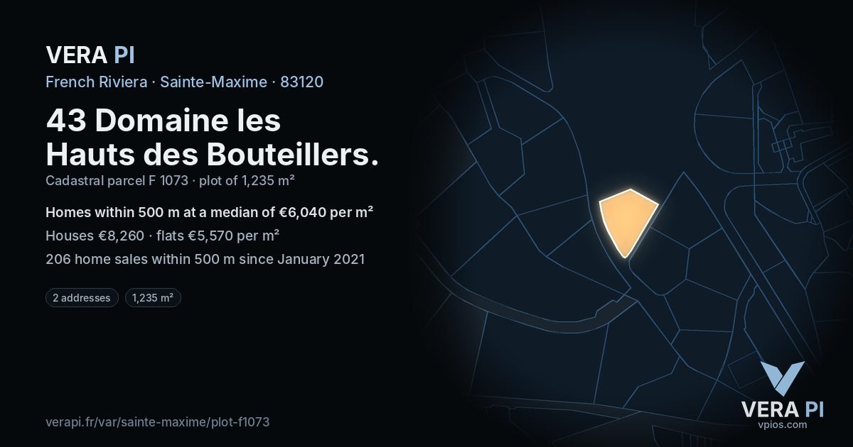 43 Domaine les Hauts des Bouteillers, Sainte-Maxime at night – the plot lit, the parcels around coloured by the prices near them