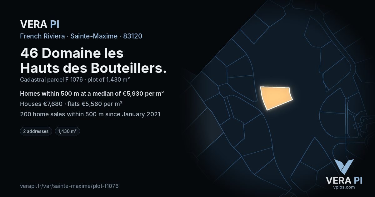 46 Domaine les Hauts des Bouteillers, Sainte-Maxime at night – the plot lit, the parcels around coloured by the prices near them