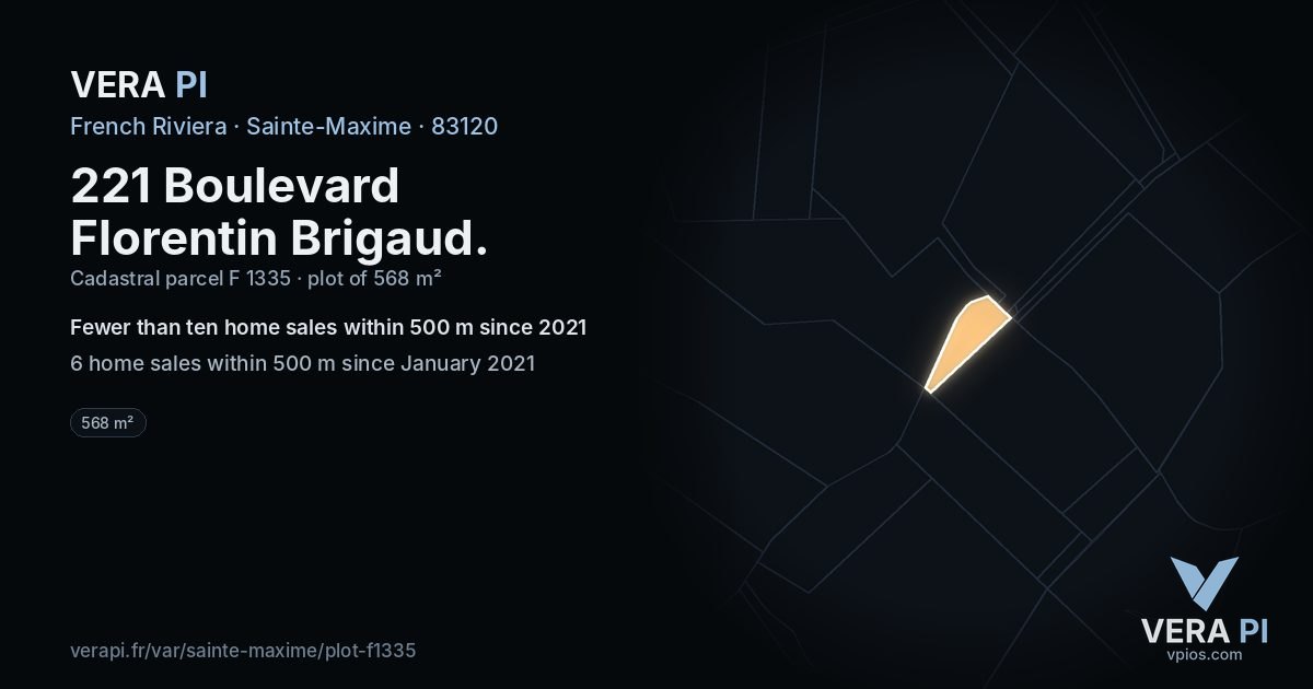 221 Boulevard Florentin Brigaud, Sainte-Maxime at night – the plot lit, the parcels around coloured by the prices near them