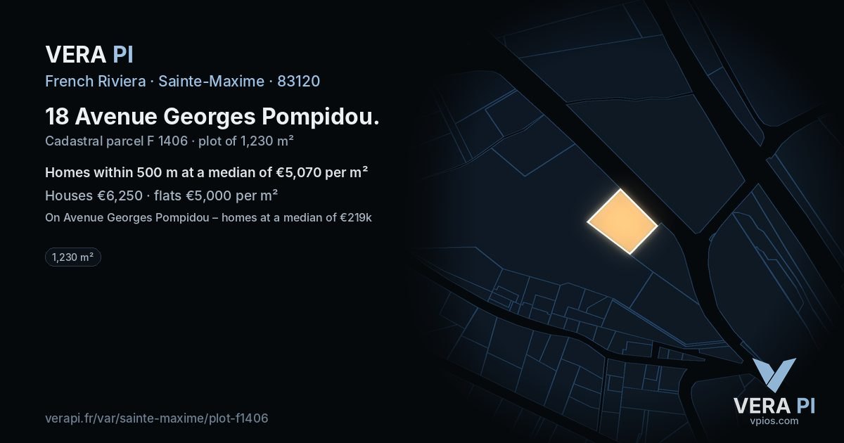 18 Avenue Georges Pompidou, Sainte-Maxime at night – the plot lit, the parcels around coloured by the prices near them