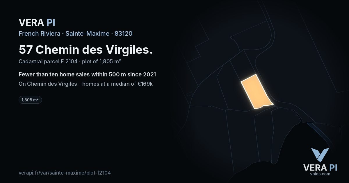 57 Chemin des Virgiles, Sainte-Maxime at night – the plot lit, the parcels around coloured by the prices near them