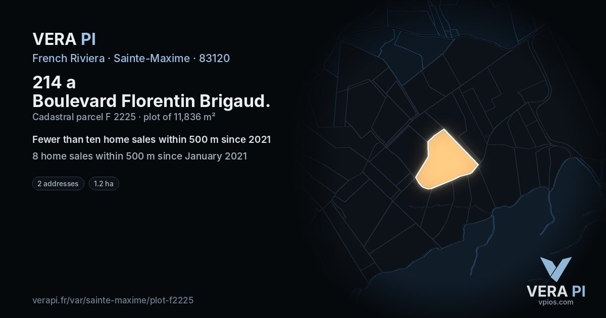 214 a Boulevard Florentin Brigaud, Sainte-Maxime at night – the plot lit, the parcels around coloured by the prices near them