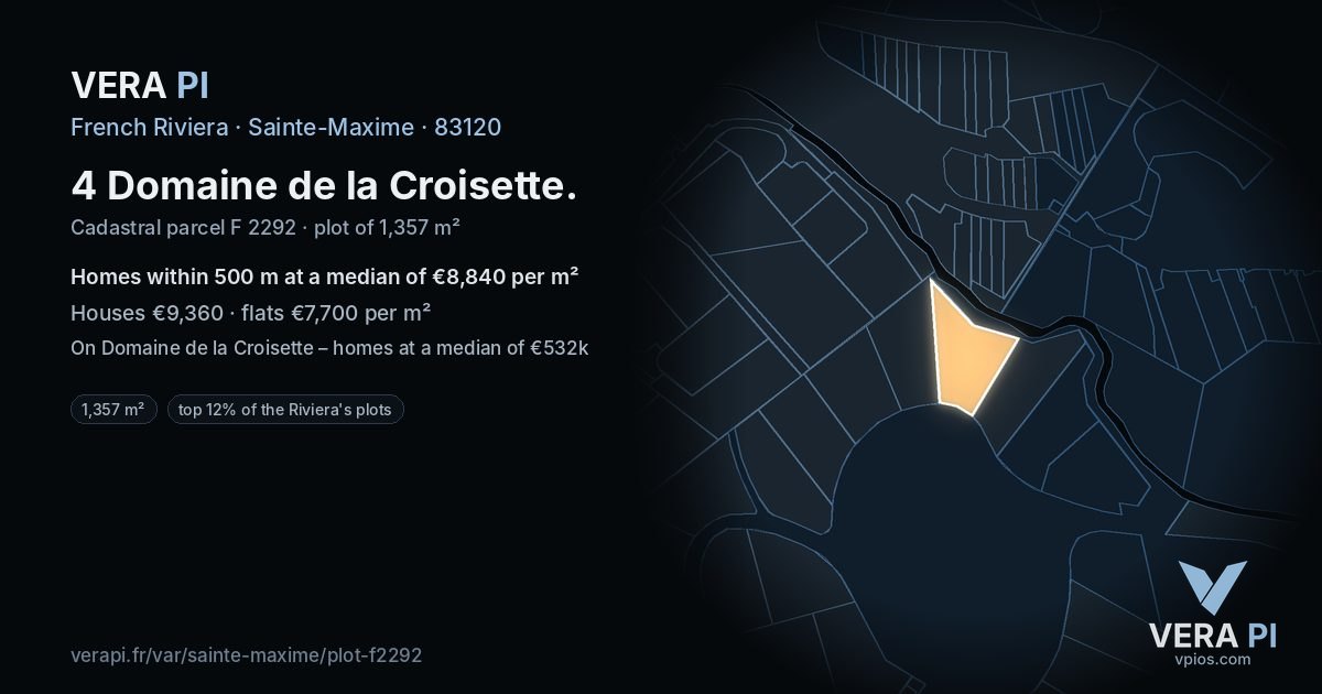 4 Domaine de la Croisette, Sainte-Maxime at night – the plot lit, the parcels around coloured by the prices near them