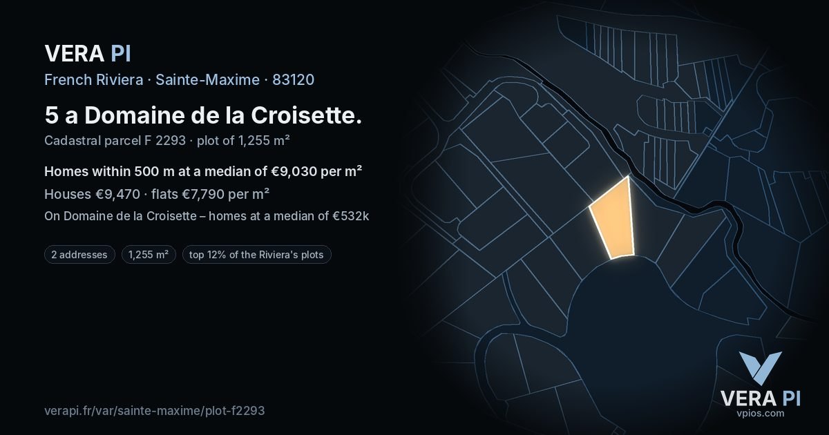 5 a Domaine de la Croisette, Sainte-Maxime at night – the plot lit, the parcels around coloured by the prices near them