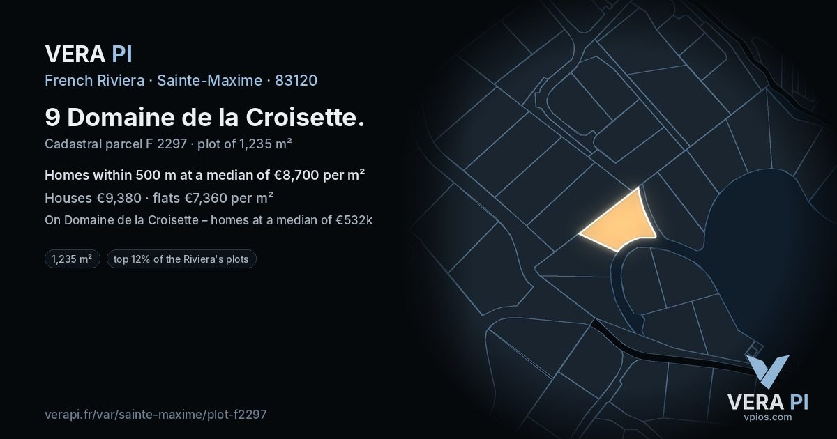 9 Domaine de la Croisette, Sainte-Maxime at night – the plot lit, the parcels around coloured by the prices near them