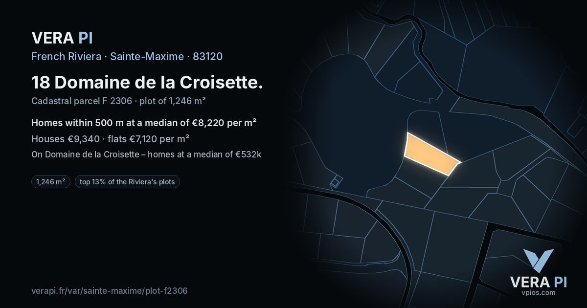 18 Domaine de la Croisette, Sainte-Maxime at night – the plot lit, the parcels around coloured by the prices near them