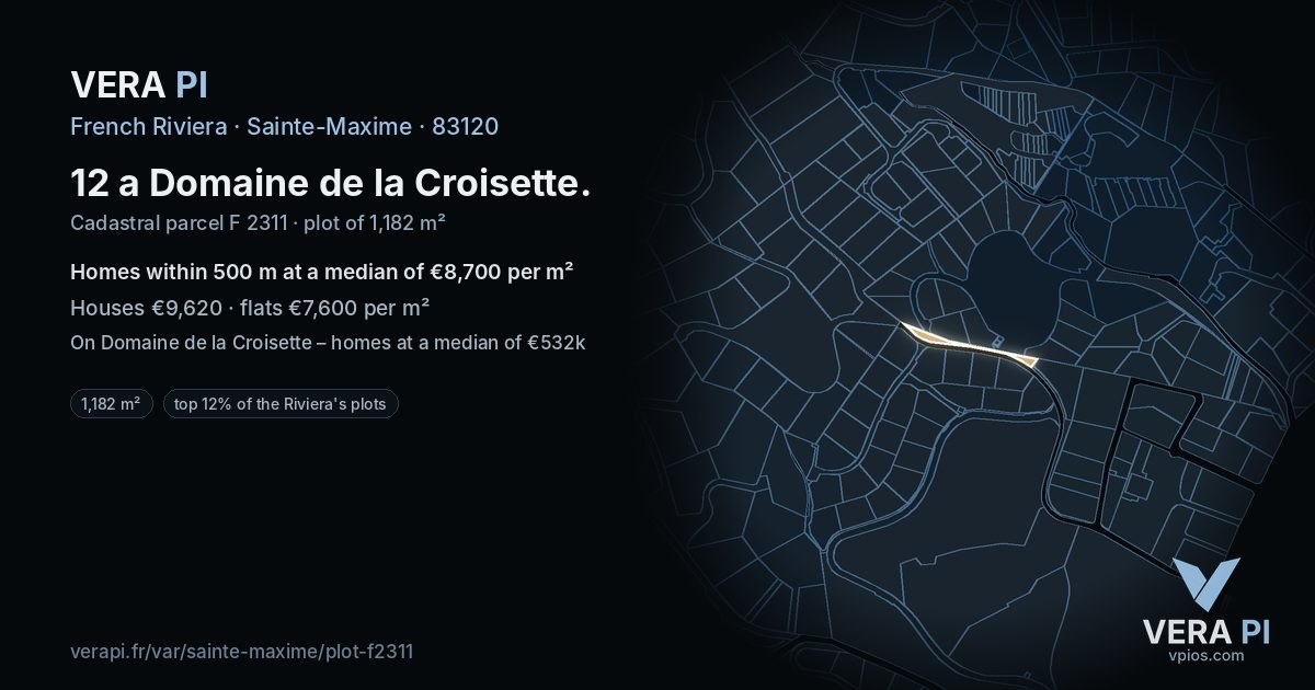 12 a Domaine de la Croisette, Sainte-Maxime at night – the plot lit, the parcels around coloured by the prices near them