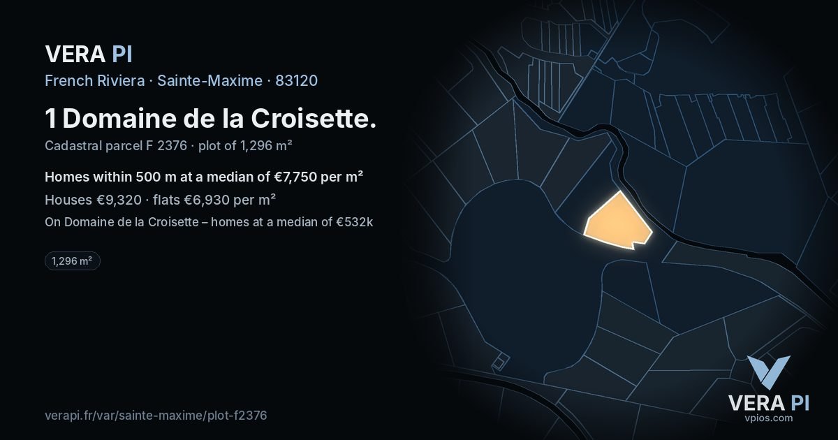 1 Domaine de la Croisette, Sainte-Maxime at night – the plot lit, the parcels around coloured by the prices near them