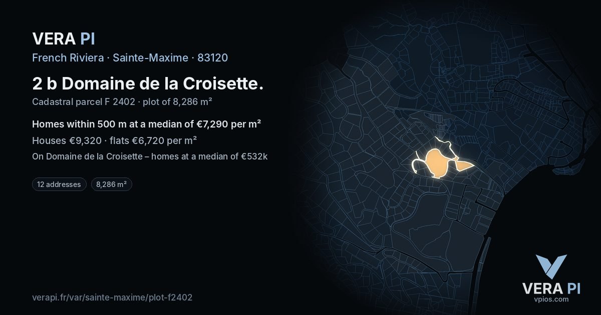 2 b Domaine de la Croisette, Sainte-Maxime at night – the plot lit, the parcels around coloured by the prices near them