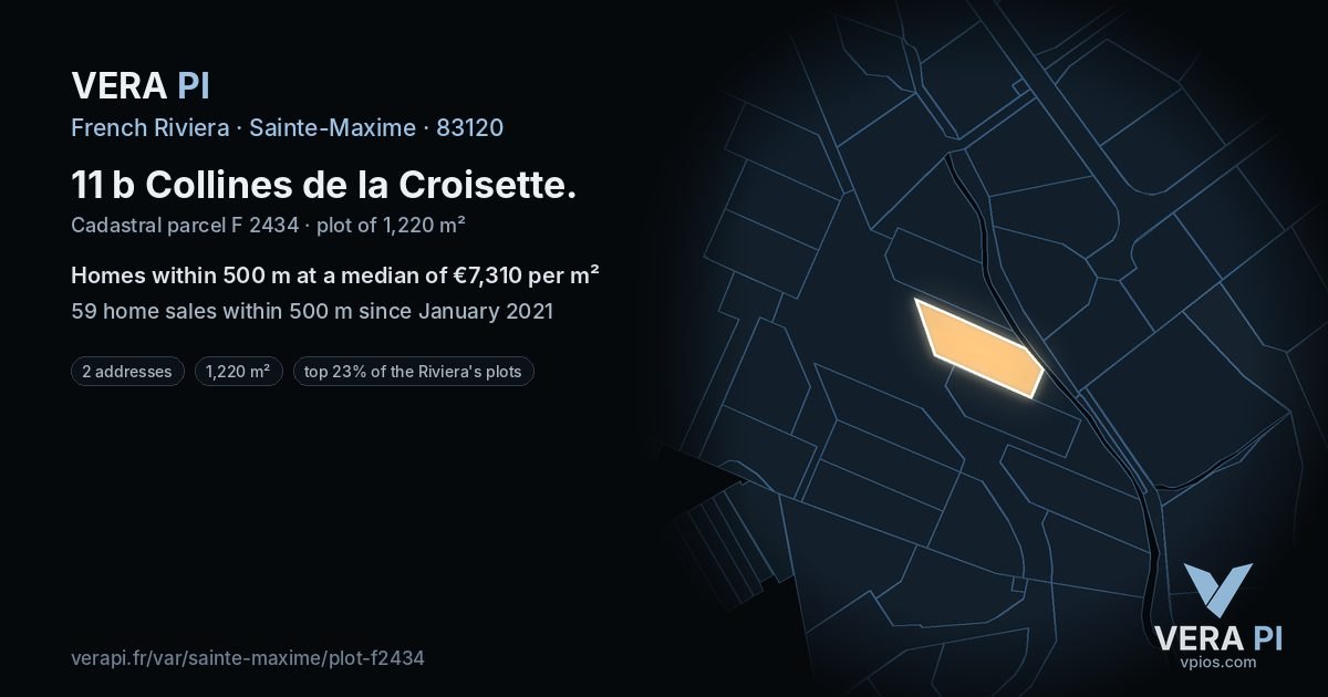 11 b Collines de la Croisette, Sainte-Maxime at night – the plot lit, the parcels around coloured by the prices near them