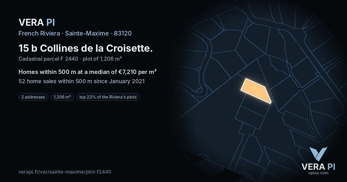 15 b Collines de la Croisette, Sainte-Maxime at night – the plot lit, the parcels around coloured by the prices near them