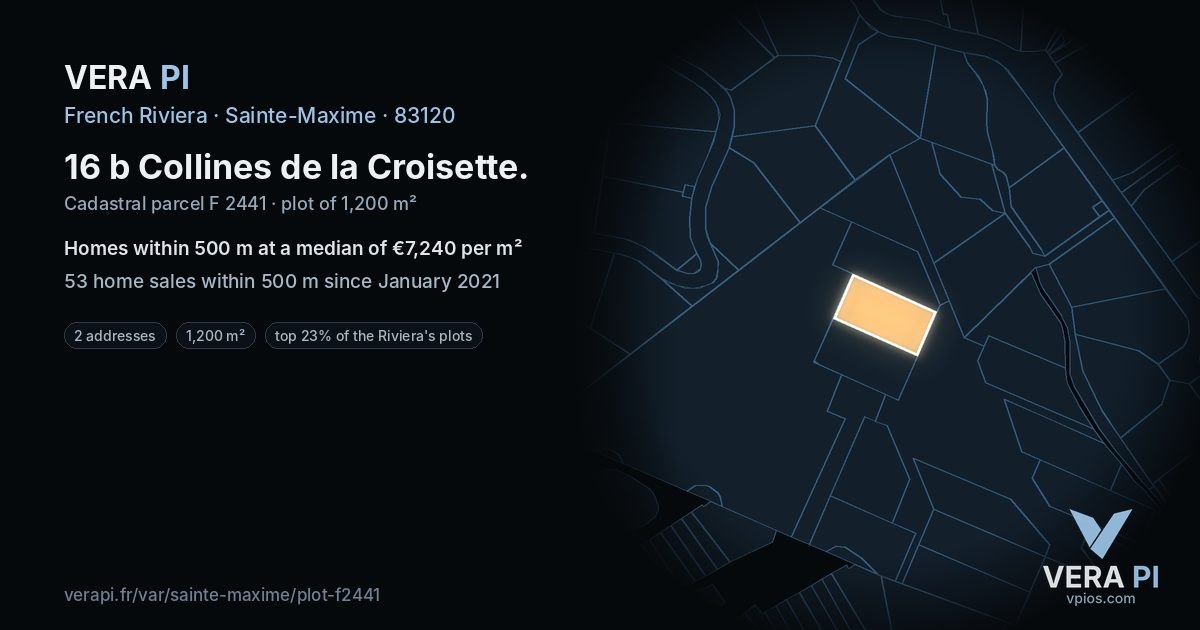 16 b Collines de la Croisette, Sainte-Maxime at night – the plot lit, the parcels around coloured by the prices near them