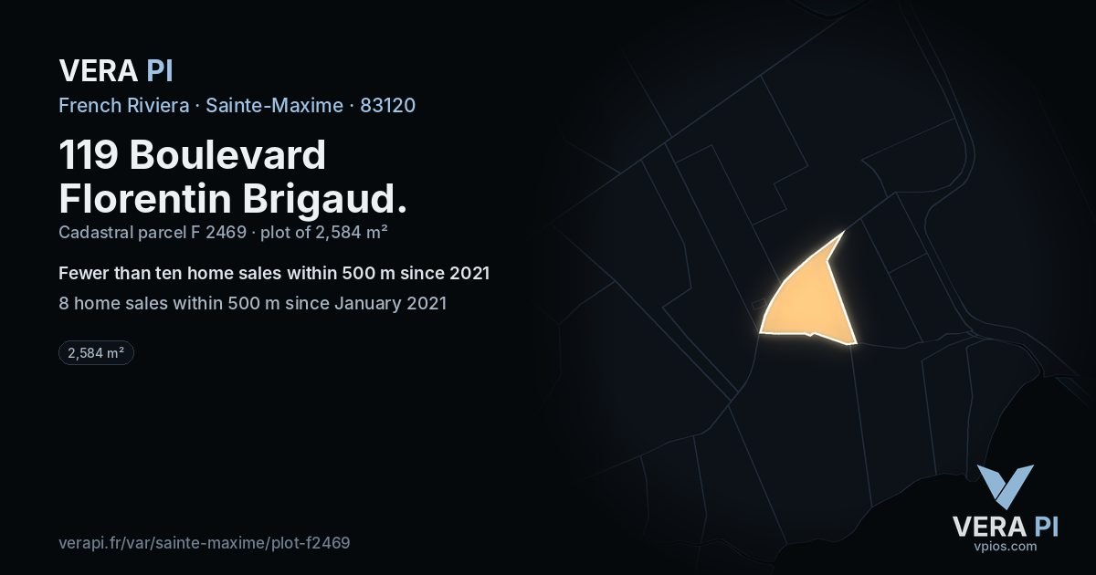 119 Boulevard Florentin Brigaud, Sainte-Maxime at night – the plot lit, the parcels around coloured by the prices near them