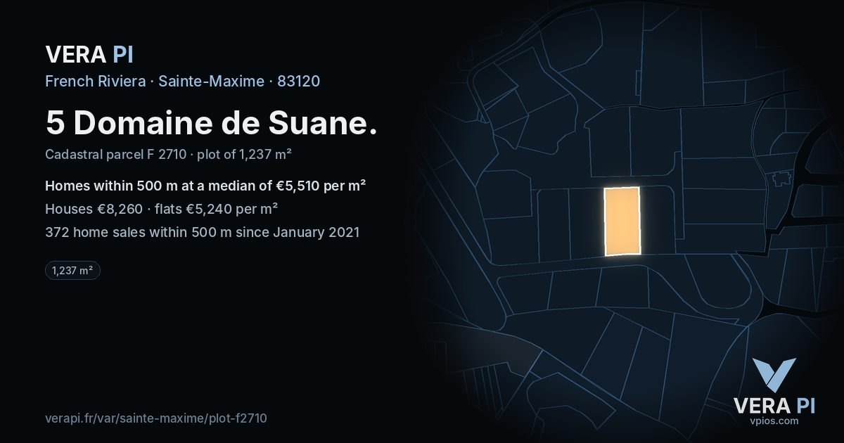 5 Domaine de Suane, Sainte-Maxime at night – the plot lit, the parcels around coloured by the prices near them