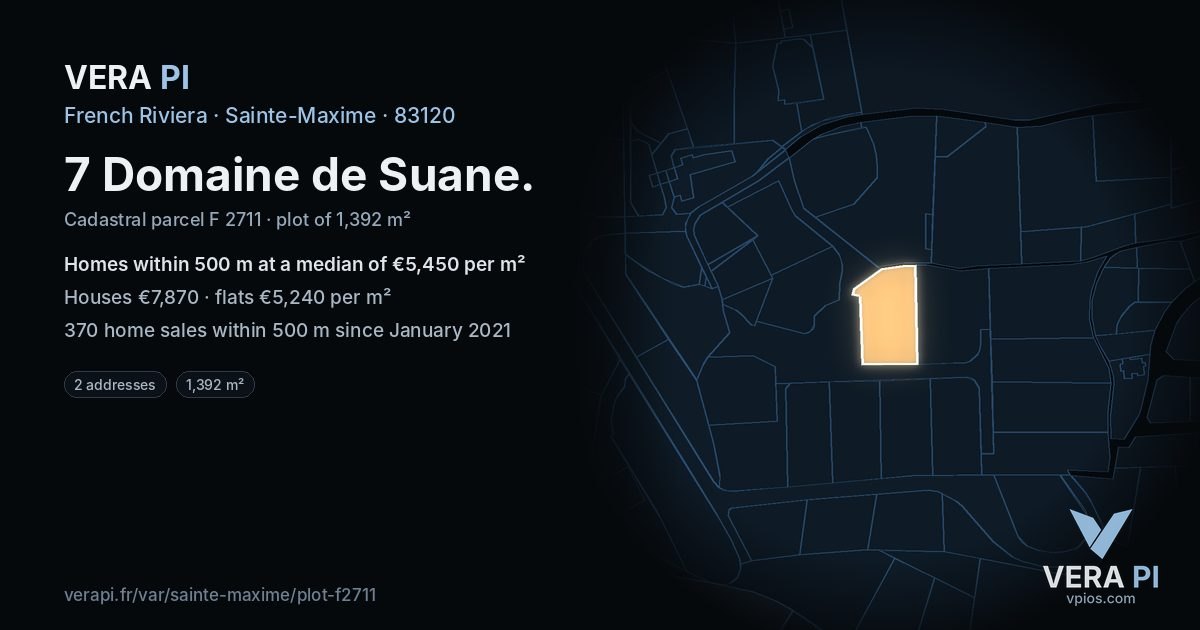 7 Domaine de Suane, Sainte-Maxime at night – the plot lit, the parcels around coloured by the prices near them