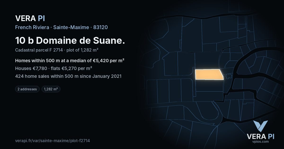 10 b Domaine de Suane, Sainte-Maxime at night – the plot lit, the parcels around coloured by the prices near them
