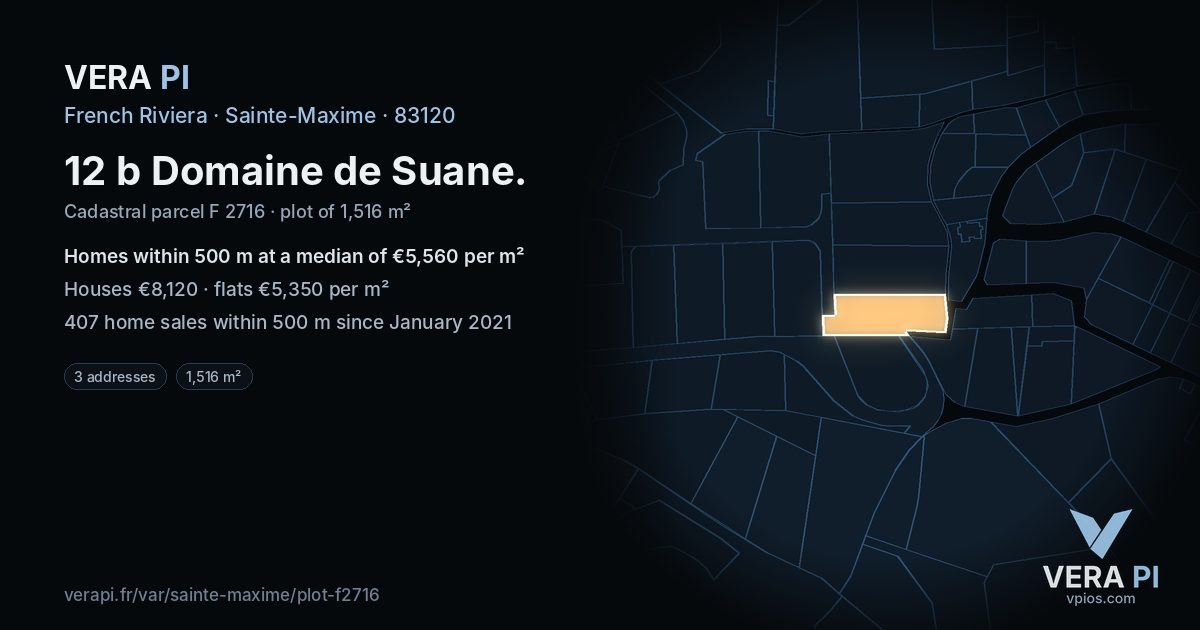 12 b Domaine de Suane, Sainte-Maxime at night – the plot lit, the parcels around coloured by the prices near them