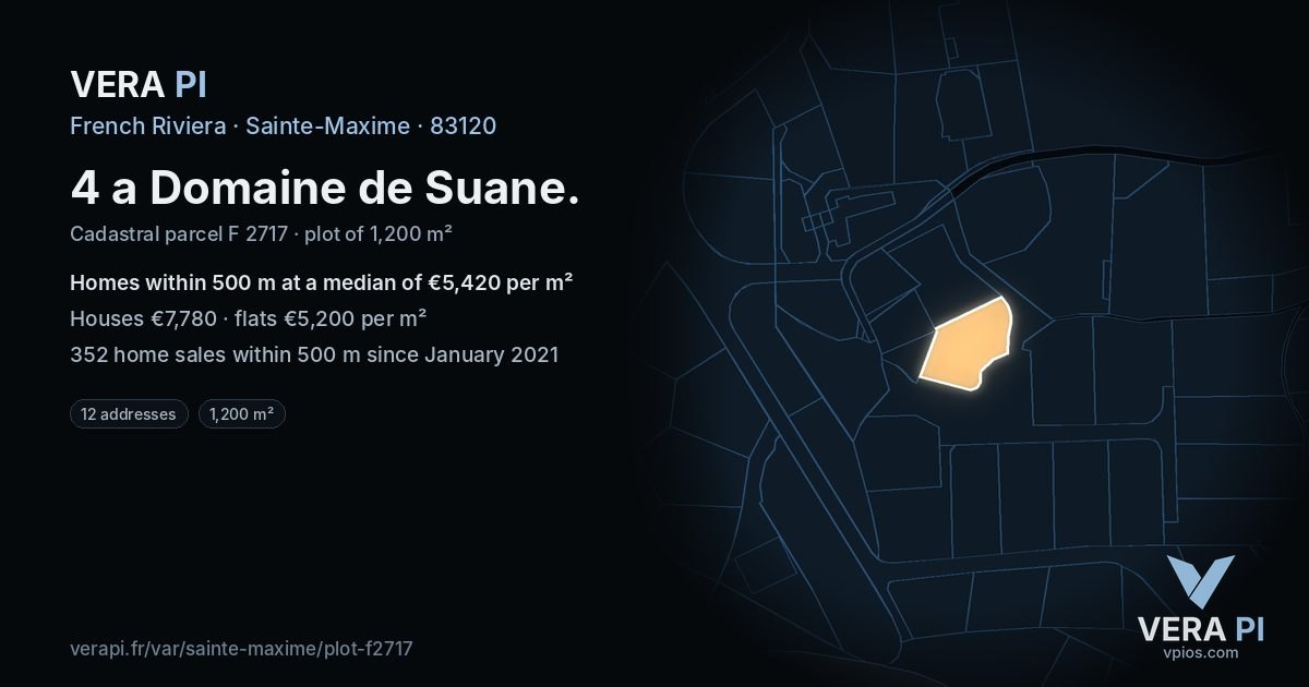 4 a Domaine de Suane, Sainte-Maxime at night – the plot lit, the parcels around coloured by the prices near them