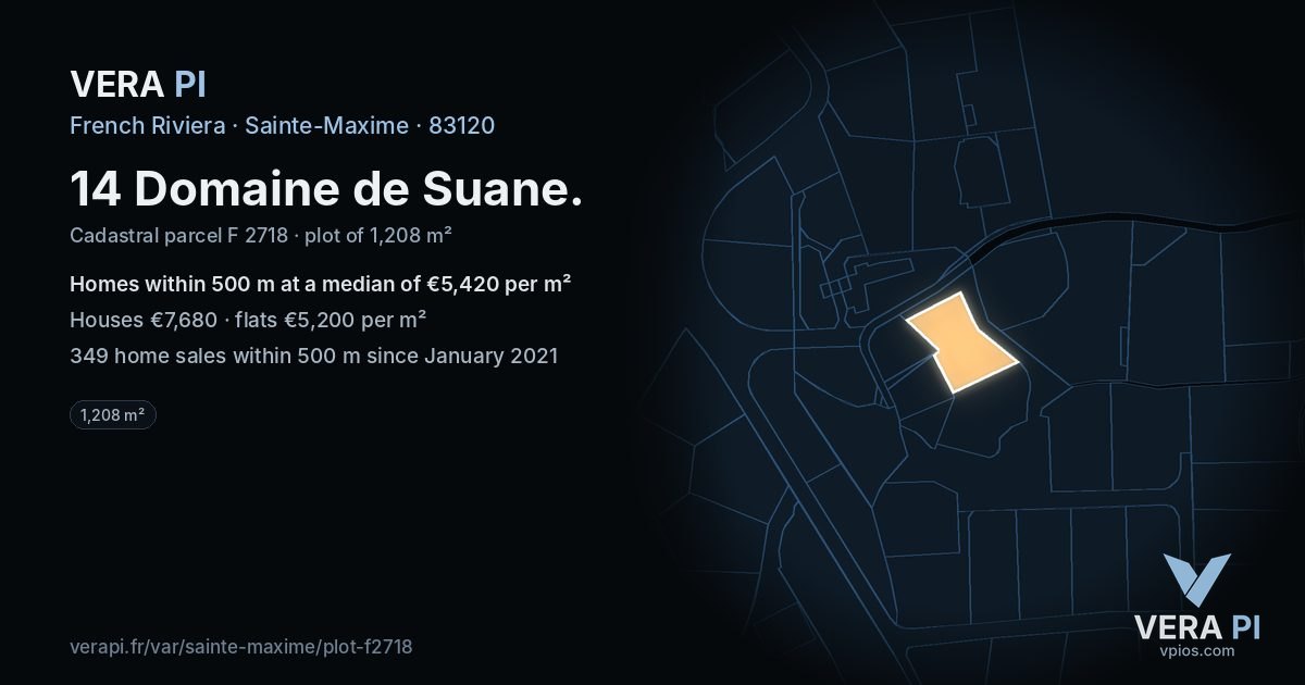 14 Domaine de Suane, Sainte-Maxime at night – the plot lit, the parcels around coloured by the prices near them
