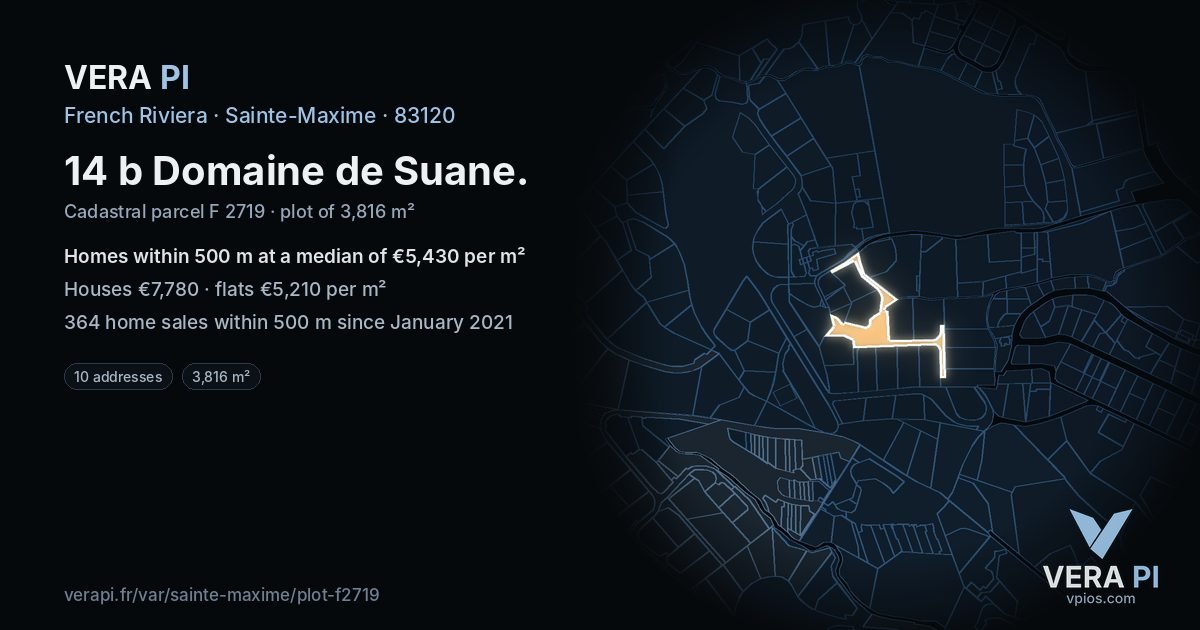 14 b Domaine de Suane, Sainte-Maxime at night – the plot lit, the parcels around coloured by the prices near them