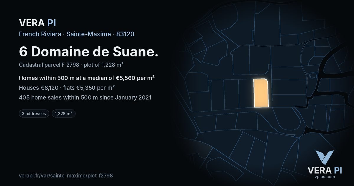 6 Domaine de Suane, Sainte-Maxime at night – the plot lit, the parcels around coloured by the prices near them