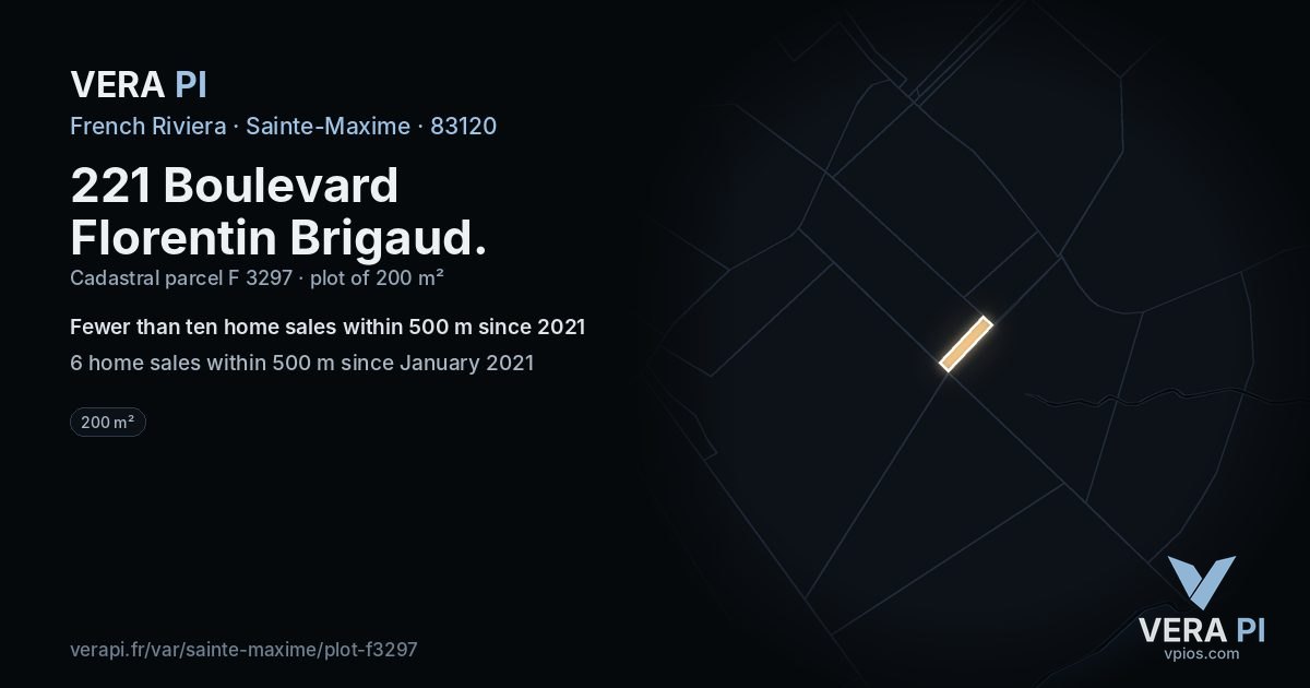 221 Boulevard Florentin Brigaud, Sainte-Maxime at night – the plot lit, the parcels around coloured by the prices near them