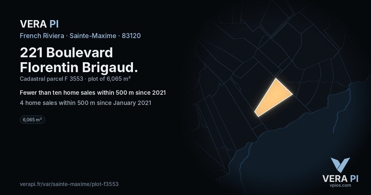 221 Boulevard Florentin Brigaud, Sainte-Maxime at night – the plot lit, the parcels around coloured by the prices near them