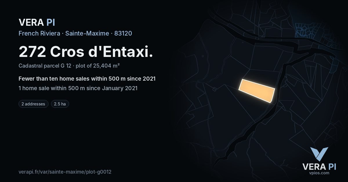 272 Cros d'Entaxi, Sainte-Maxime at night – the plot lit, the parcels around coloured by the prices near them
