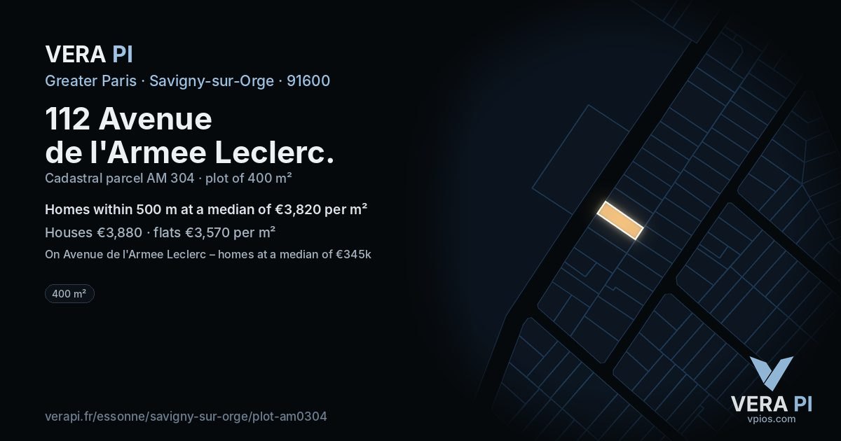 112 Avenue de l'Armee Leclerc, Savigny-sur-Orge at night – the plot lit, the parcels around coloured by the prices near them